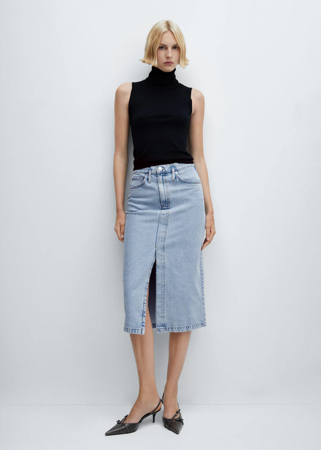 Denim midi-skirt -  Women | Mango USA | MANGO (US)