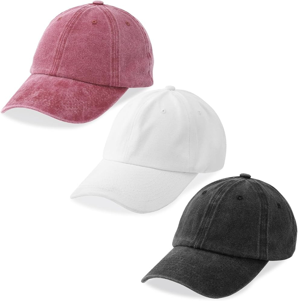 MEINICY 3 Packs Washed-Cotton Plain Baseball Cap, Vintage Adjustable Dad Hats Gift for Men/Women,... | Amazon (US)