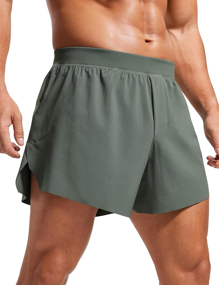 CRZ YOGA Mens Side Split Running Shorts 4'' - Quick Dry for Athletic Gym Workout with Zip Pocket ... | Amazon (US)