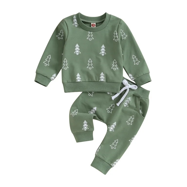 Baby Boy Christmas Tree Outfit Toddler Fall Winter Clothes Long Sleeve Crewneck Sweatshirts + Pan... | Walmart (US)