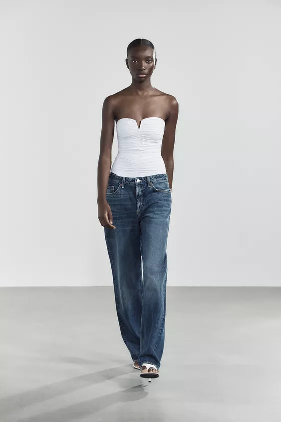 RUCHED POLYAMIDE BANDEAU BODYSUIT | Zara US