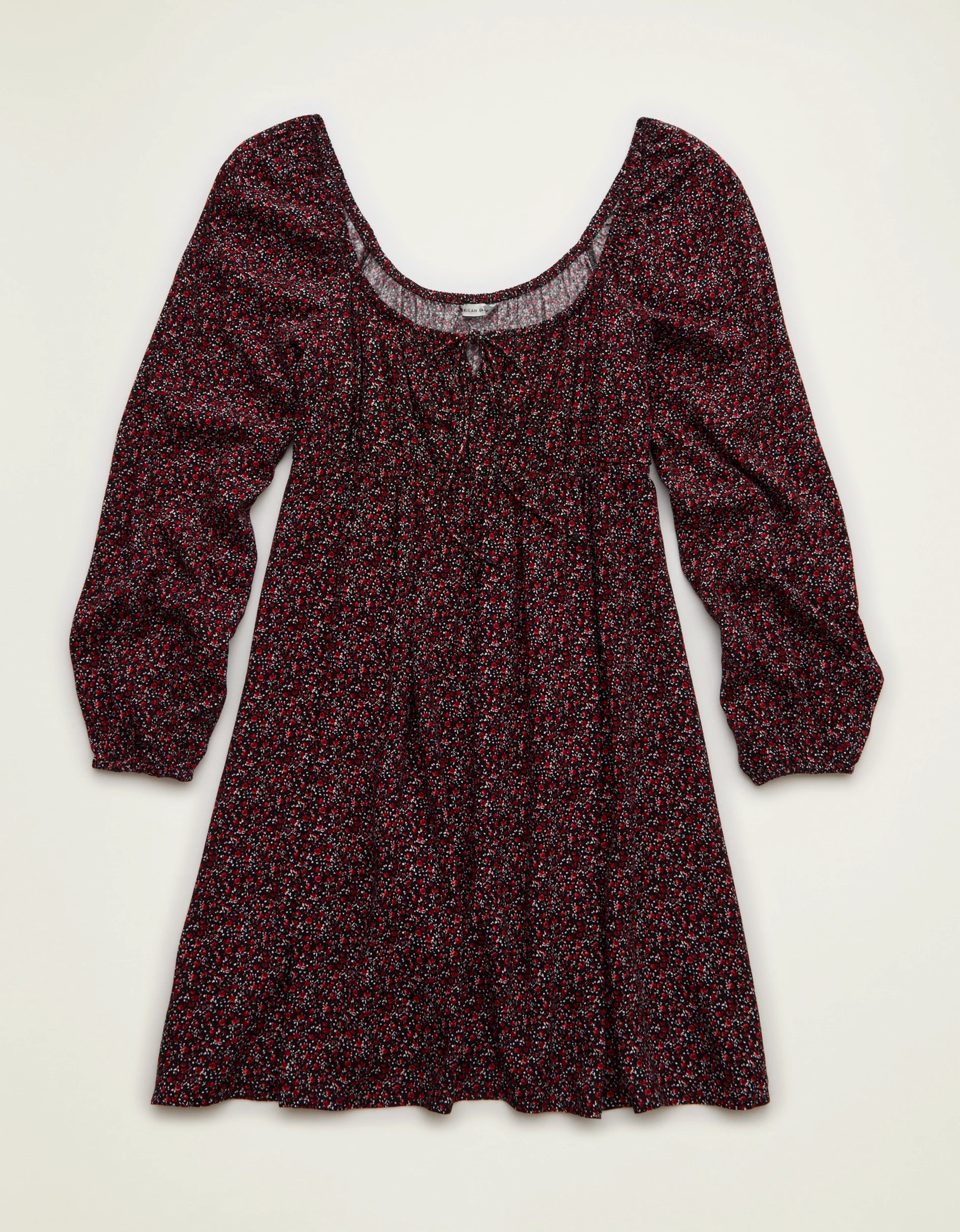 AE Balloon-Sleeve Babydoll Mini Dress | American Eagle Outfitters (US & CA)