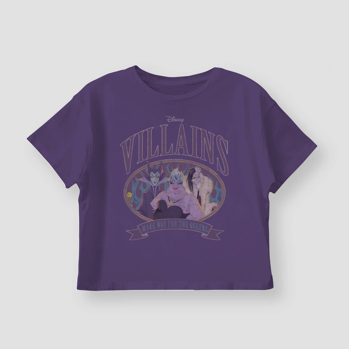 Girls'Disney Villains Boxy Short Sleeve Graphic T-Shirt - Dark Purple M: Cotton, Crewneck, Tween ... | Target