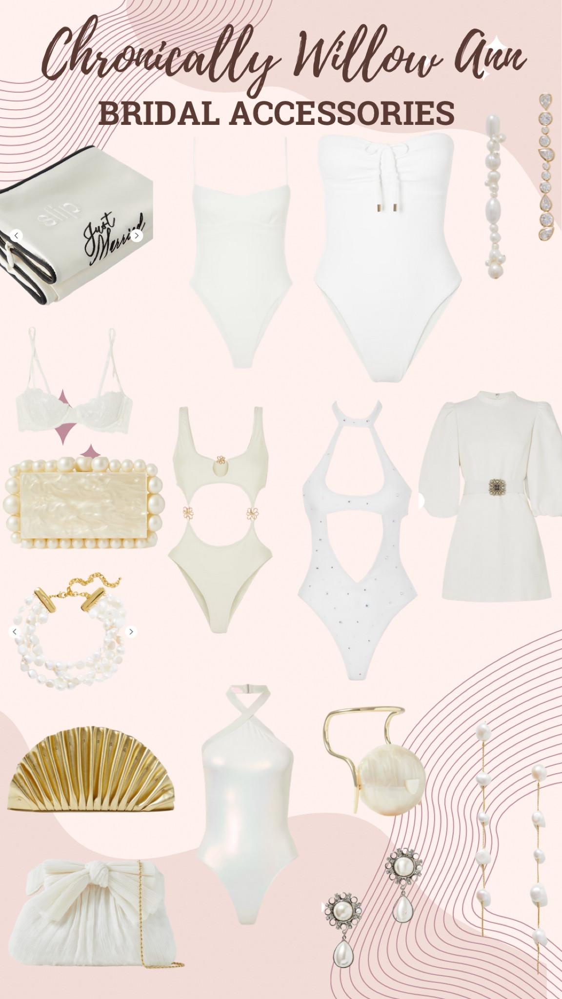 Gorgeous bridal accessories that are on sale. Really beautiful bridal swimsuits for adventures. Great for wedding events, great for honeymoons, great for bachelorettes, gorgeous bridal accessories. Gifts for her, gifts for the bride to be, gifts for a personal bridal shower, great gifts on sale. 

#LTKsalealert #LTKGiftGuide #LTKwedding