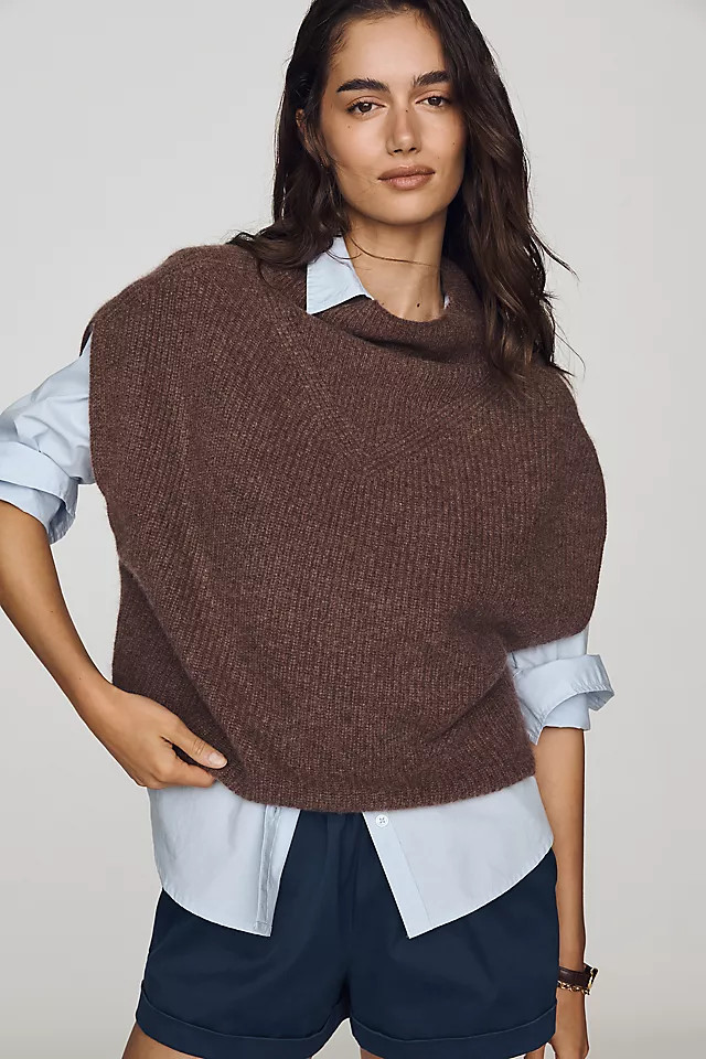 Enza 100% Cashmere Poncho Sweater Vest | Anthropologie (US)