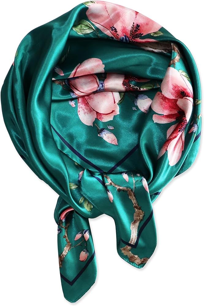 vabovin Silk Like Head Scarf, Women's 35'' Satin Large Square Hair Scarves and Wraps Headscarf fo... | Amazon (US)