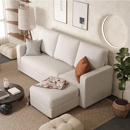 JUMMICO Convertible Sectional Sofa Couch, L-Shaped Couch with Reversible Chaise, Modern Linen Fab... | Amazon (US)