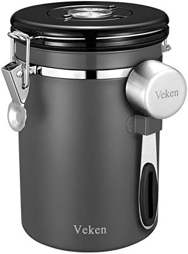 Amazon.com: Veken Coffee Canister, Airtight Stainless Steel Kitchen Food Storage Container with D... | Amazon (US)