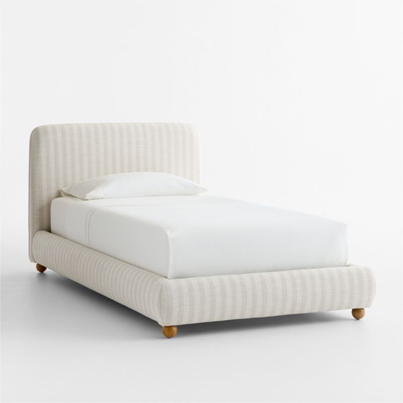 Winner Classic Wide Stripe Upholstered Twin Kids Bed by Venus Williams | Crate & Barrel