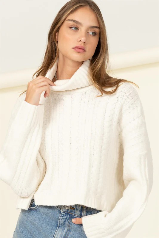 Cable-Knit Turtleneck Sweater | Casual Chic Boutique