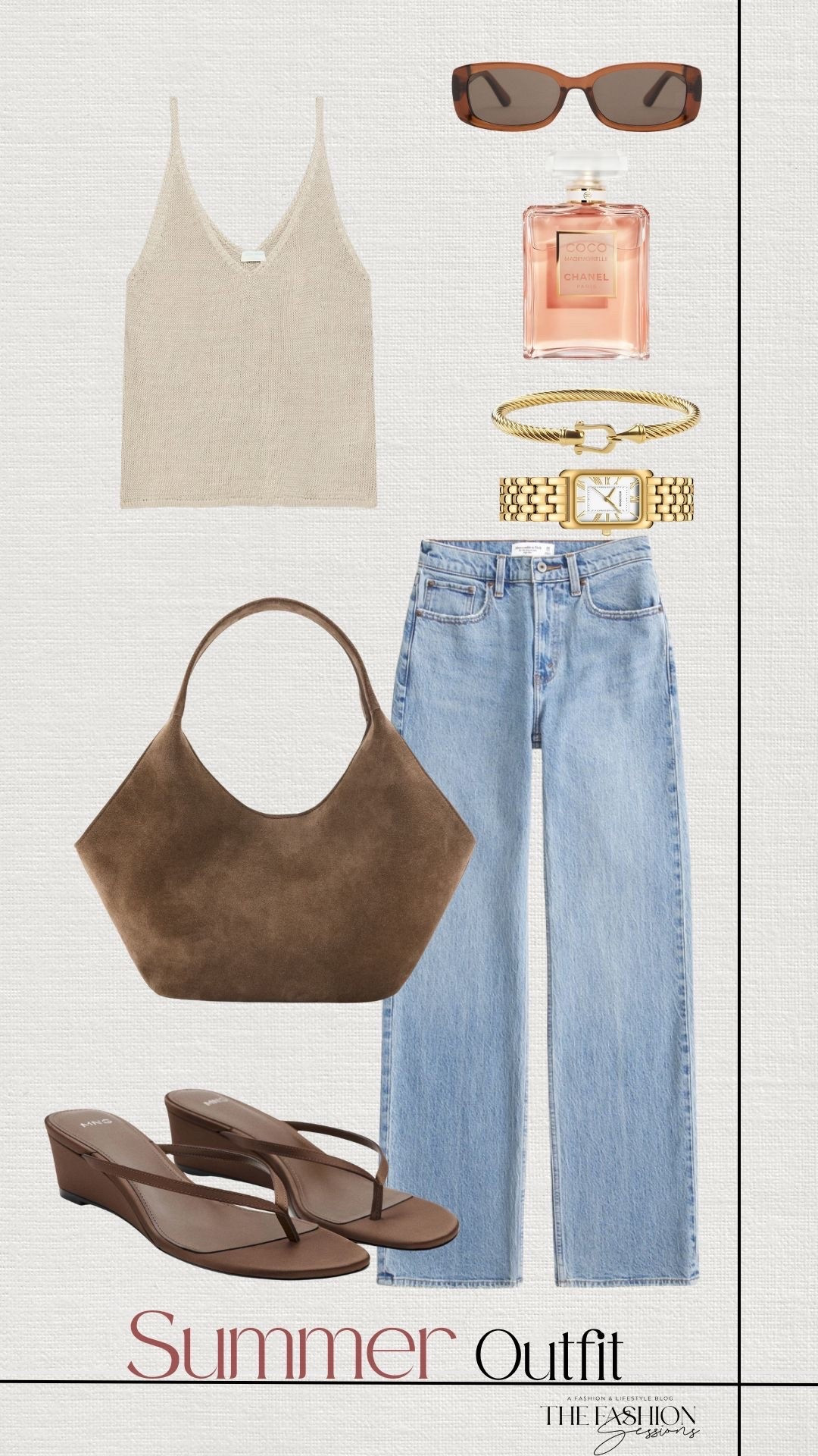 Summer Outfit | Knitted Top | Denim Jeans | Wedge Sandals | Suede Bag | Coco Chanel

#LTKootd #LTKSeasonal