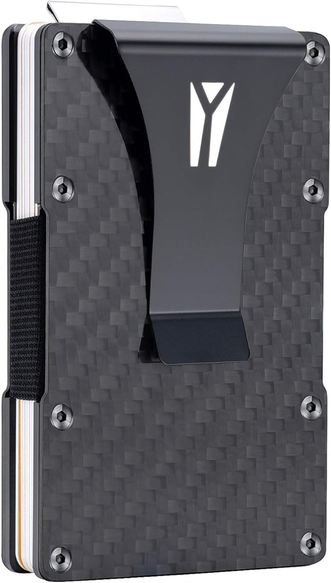 Carbon Fiber Wallet RFID Blocking Anti-theft Minimalist Convenient Pullout Tab Credit Card Holder... | Amazon (US)