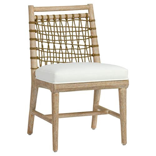Palecek Pratt Coastal White Performance Whitewash Wood Jute Rope Dining Side Chair | Kathy Kuo Home