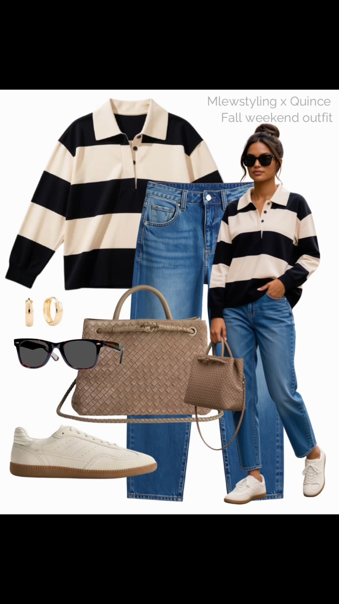 Striped polo + barrel leg jeans + neutral sneakers 🍂

@Quince #QuincePartner

Tags: leather sneakers, cashmere polo sweater, suede tote bag, neutral autumn outfit, casual workwear, fall office outfit

#LTKfall #LTKworkwear #LTKjeans