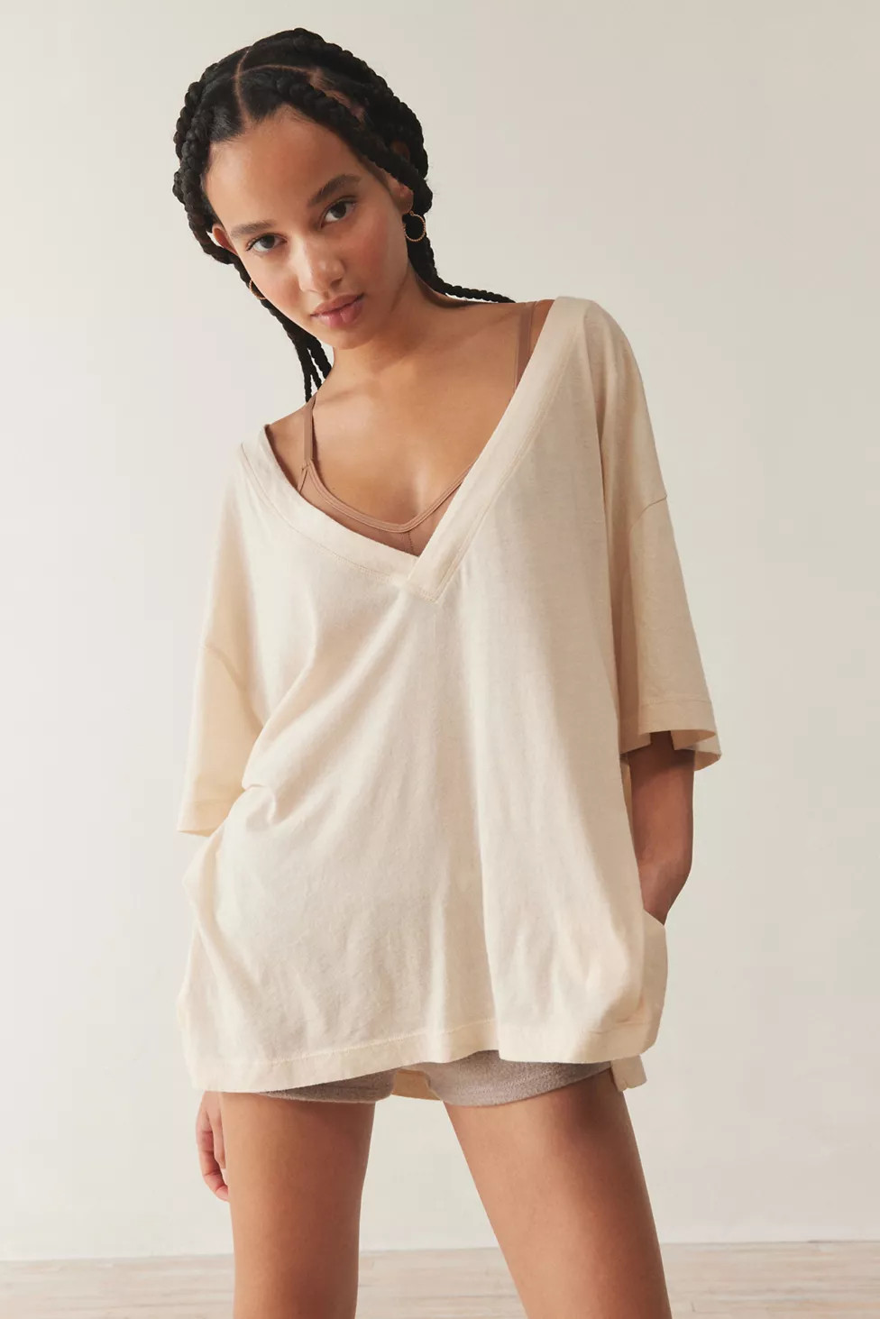 Out From Under Jamie Slouchy V-Neck Tee | Urban Outfitters (US and RoW)