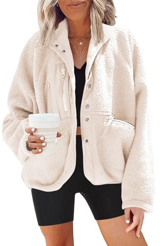 Nirovien Womens Fuzzy Fleece Jacket Button Down Sherpa Coats Casual Winter Warm Outwear with Pock... | Amazon (US)