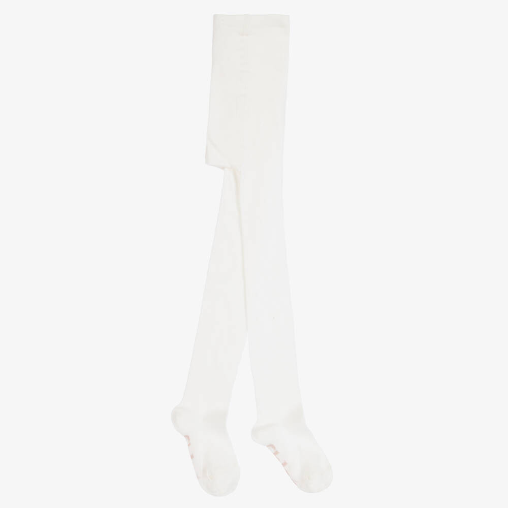 Girls Ivory Cotton Tights | Childrensalon