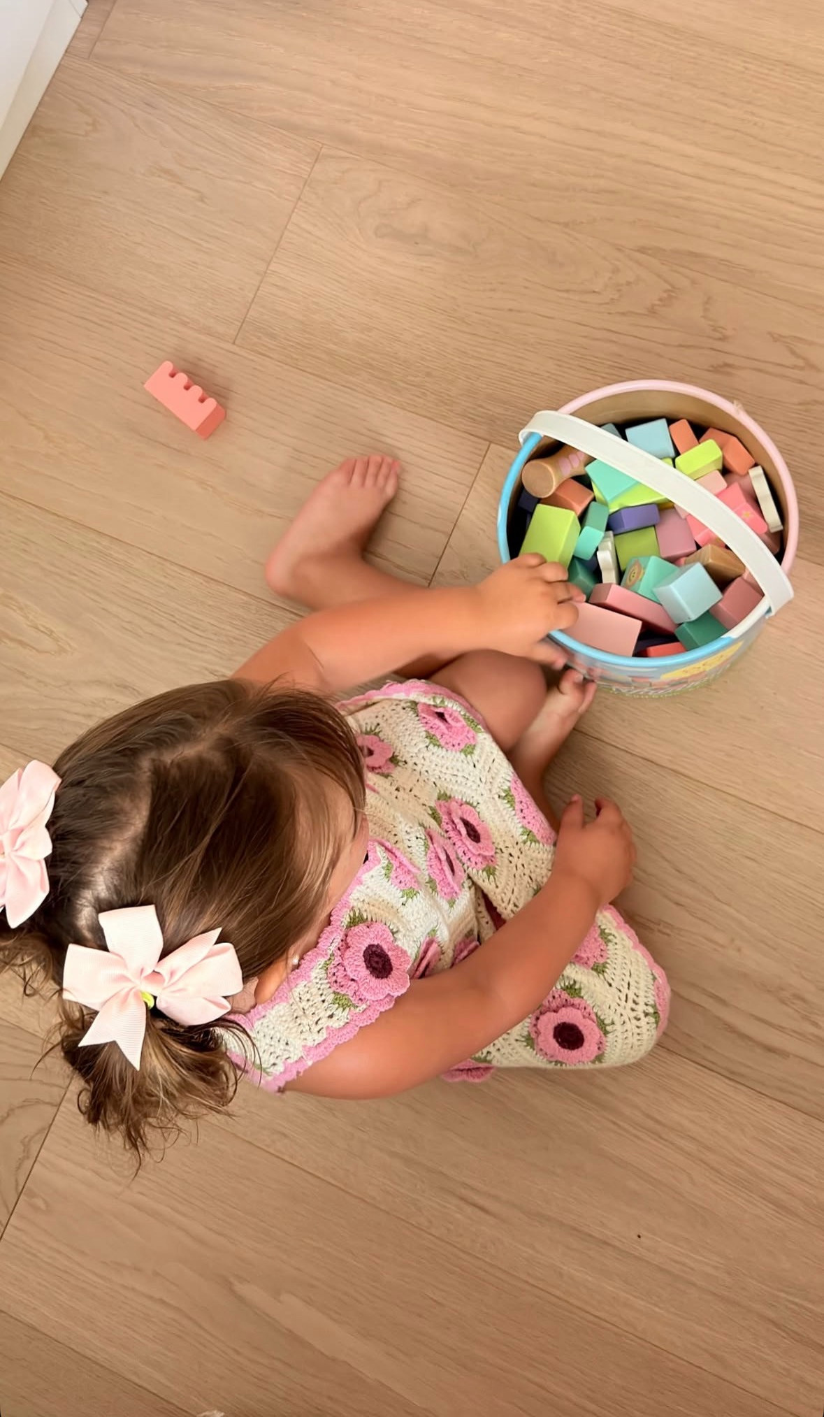 Pastel playtimes and sweet floral knits 🌸🧱 

 #LTKmomlife #LTKU #LTKKids