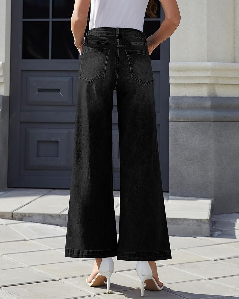 Wide Leg Jeans for Women - High Waisted Baggy Jeans Stretch Loose Denim Pants | Amazon (US)
