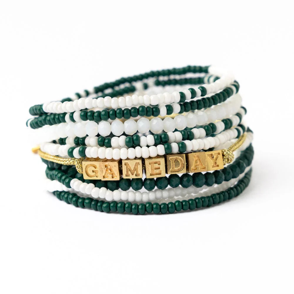 Bracelet Stack Game Day White + Green | INK+ALLOY