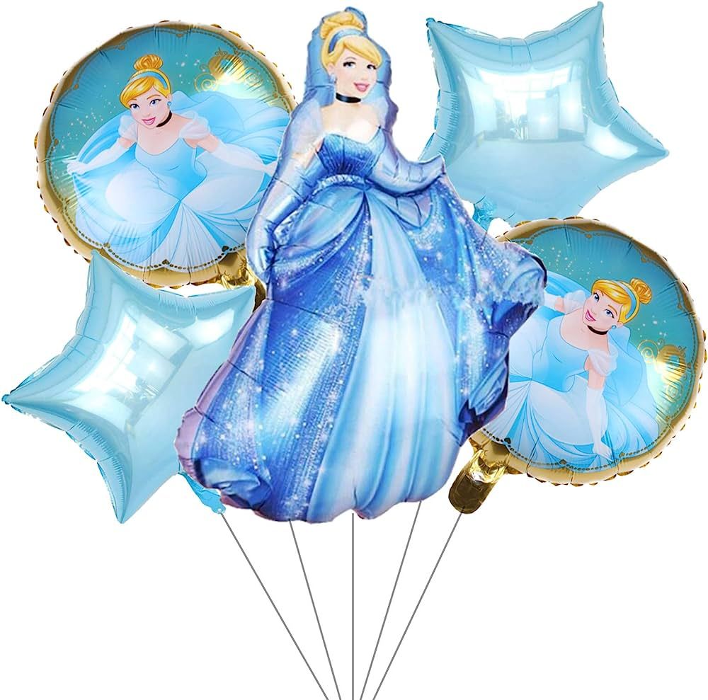 5PCS Cinderella Balloons for Kids Birthday Baby Shower Princess Theme Party Decorations | Amazon (US)