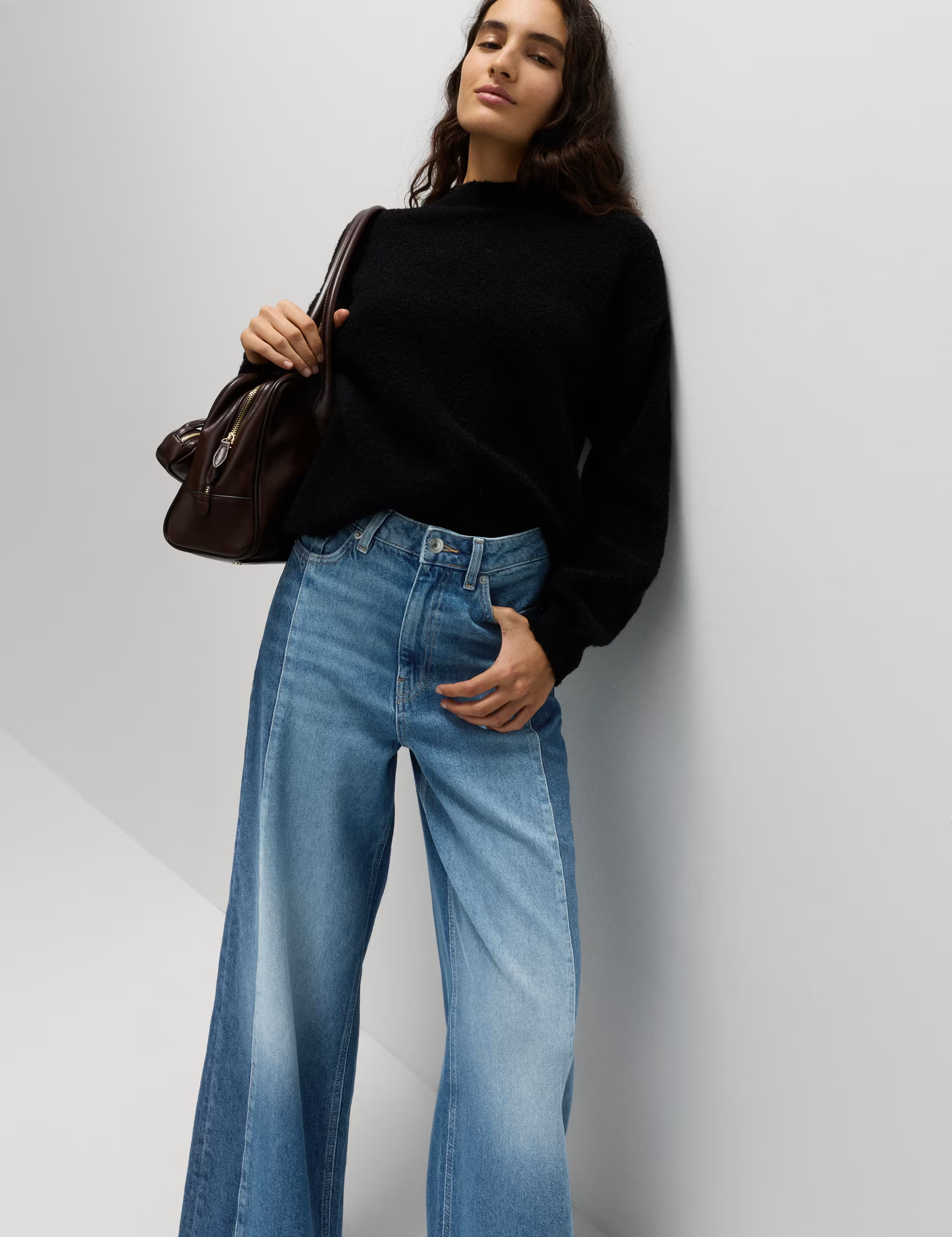 Two Toned Slouchy Wide Leg Jeans | Marks & Spencer (UK)