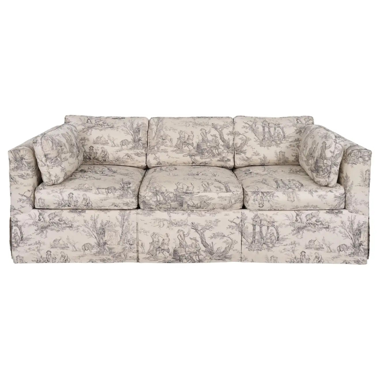 Toile Tuxedo Sleeper Sofa | 1stDibs