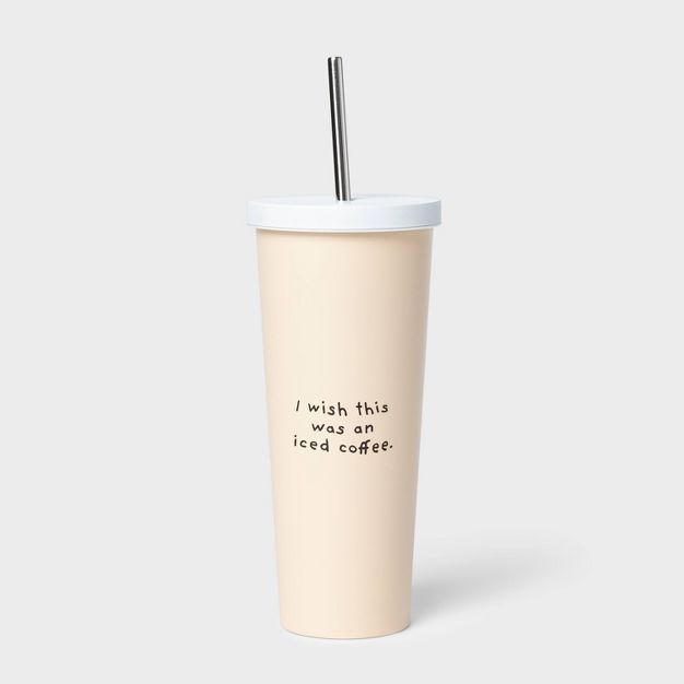 24oz Tumbler with Straw Wish This Was Coffee Off White - Pride | Target