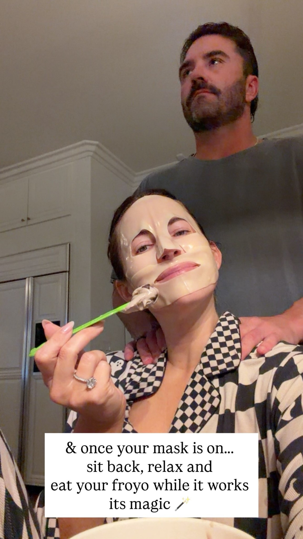 & once your mask is on…..
sit back, relax and 
eat your froyo while it works its magic 🪄