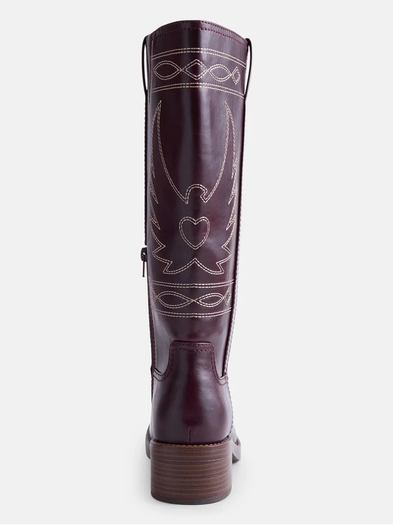 No Boundaries Women's Bird Embroidered Block Heel Boots | Walmart (US)