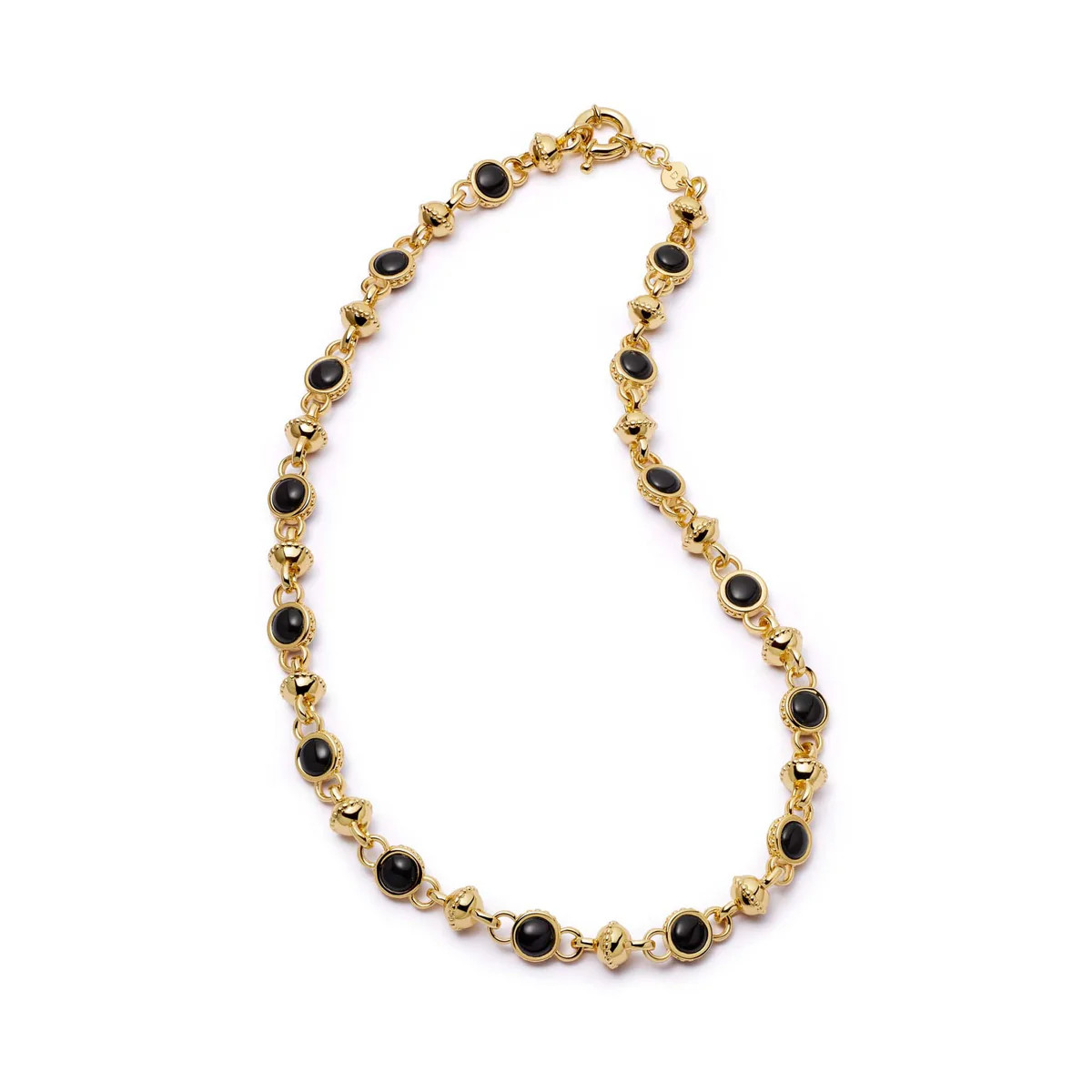 Polly Sayer Black Onyx Chain Necklace 18ct Gold Plate | Daisy London Jewellery