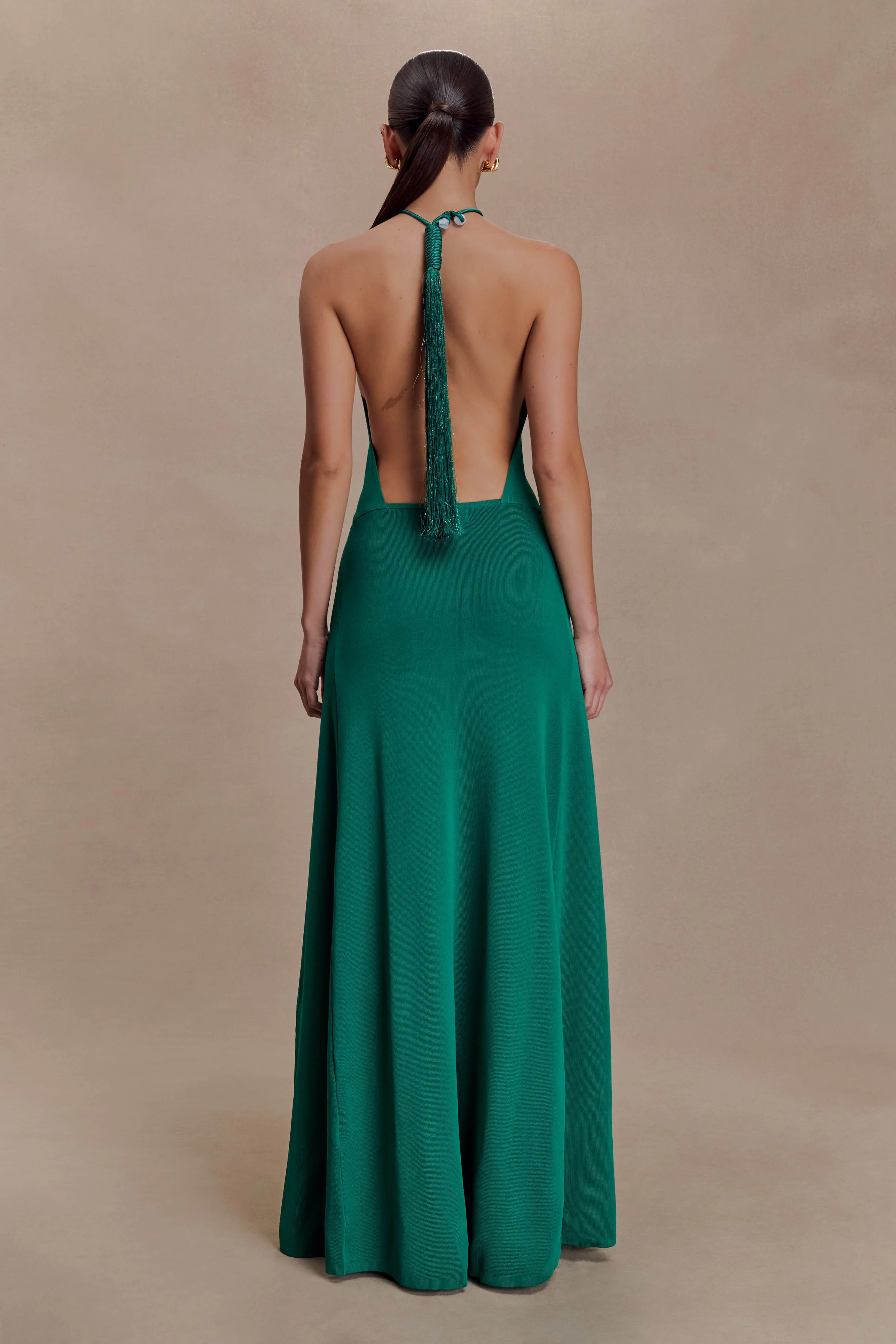Meg Halter Tassel Maxi Dress - Emerald | Meshki UK