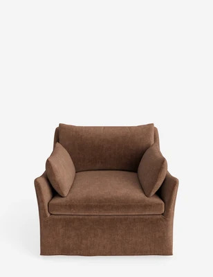 Portola Luxe Depth Slipcover Chair, Charcoal Performance Linen | Lulu and Georgia 