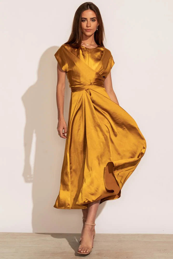 Rosalind Midi Dress in Mustard - böhme | Böhme US