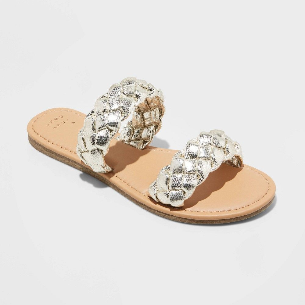 Women's Lucy Slide Sandals - A New Day™ Gold 11 | Target