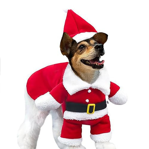 Christmas Dog Santa Costume Outfit, Xmas Puppy Santa Claus Clothes Suits Hat for Pet Dogs Cats Party New Year Funny Cosplay (Red, Medium) | Amazon (US)
