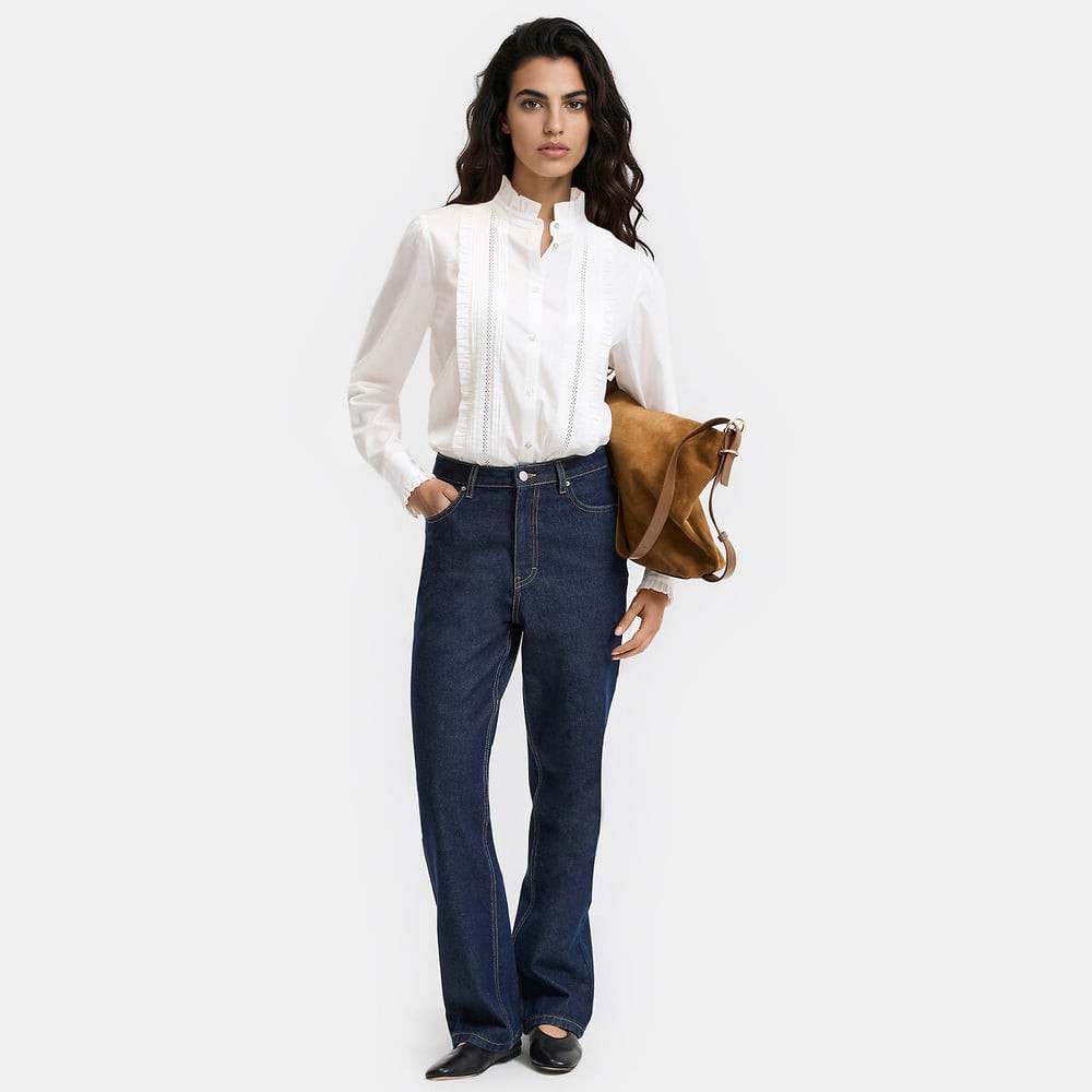 Bib Front Long Sleeve Victorian Collar Blouse | La Redoute (UK)