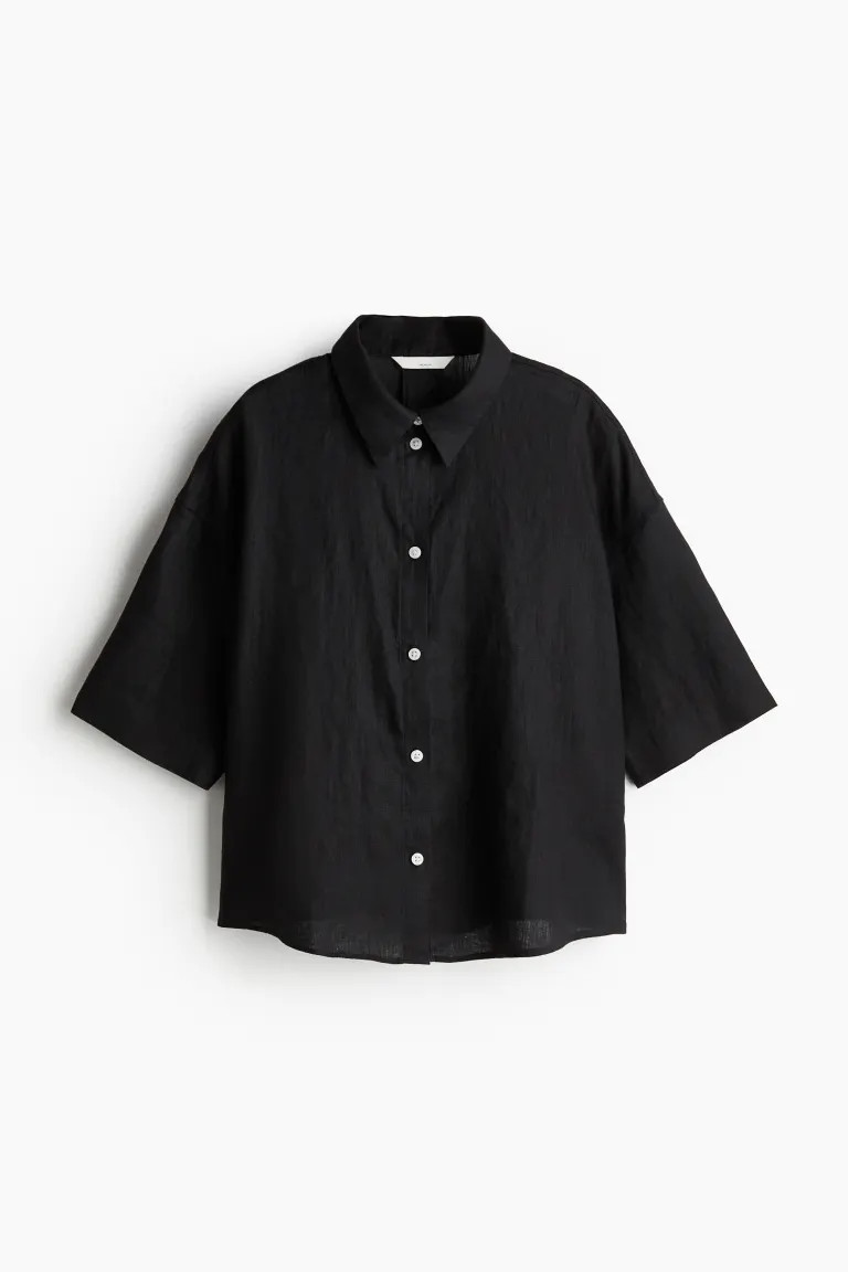 Linen Shirt - Black - Ladies | H&M US | H&M (US + CA)