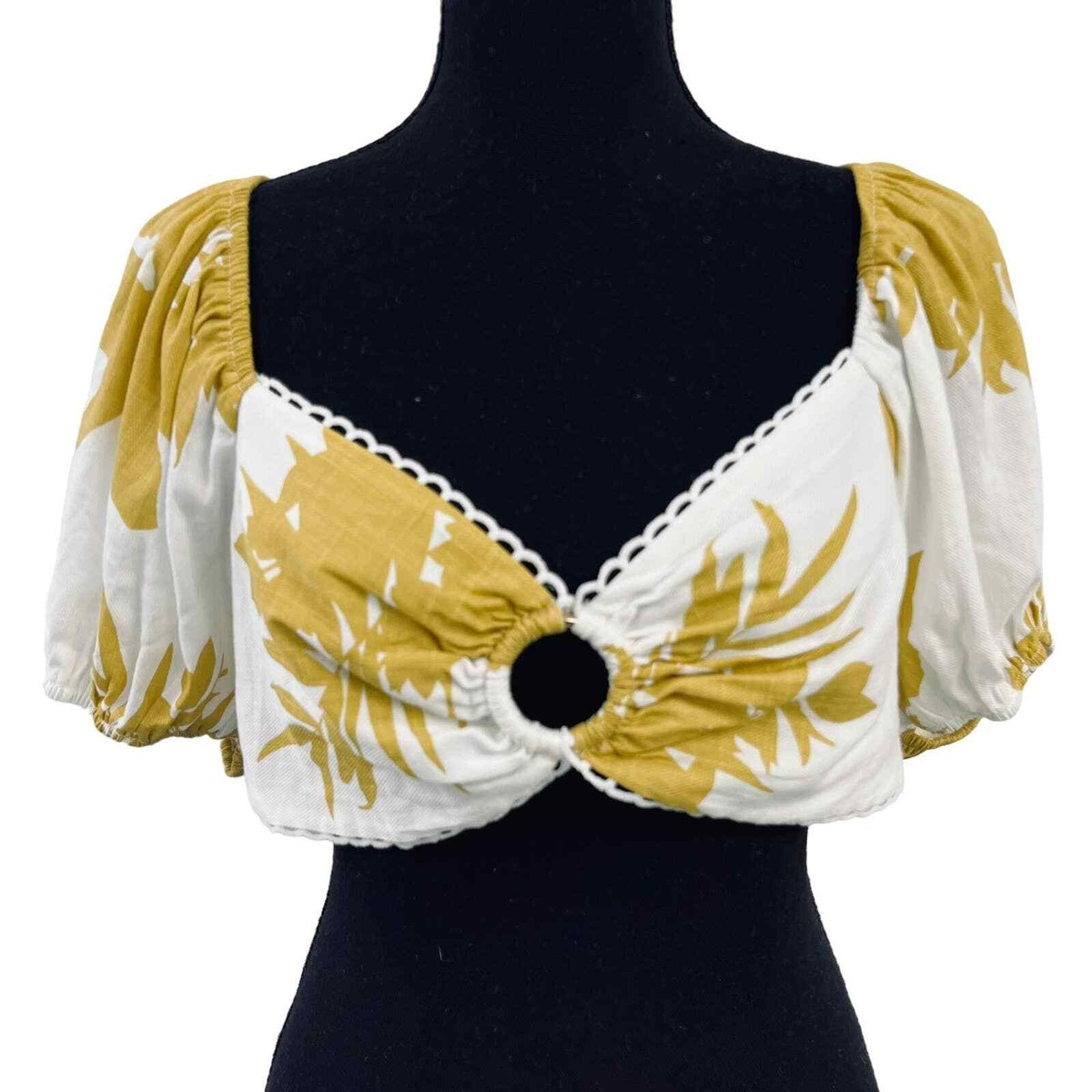 NWT Indikah by Angel biba Mustard Yellow Floral Crop Top Large | eBay | eBay US