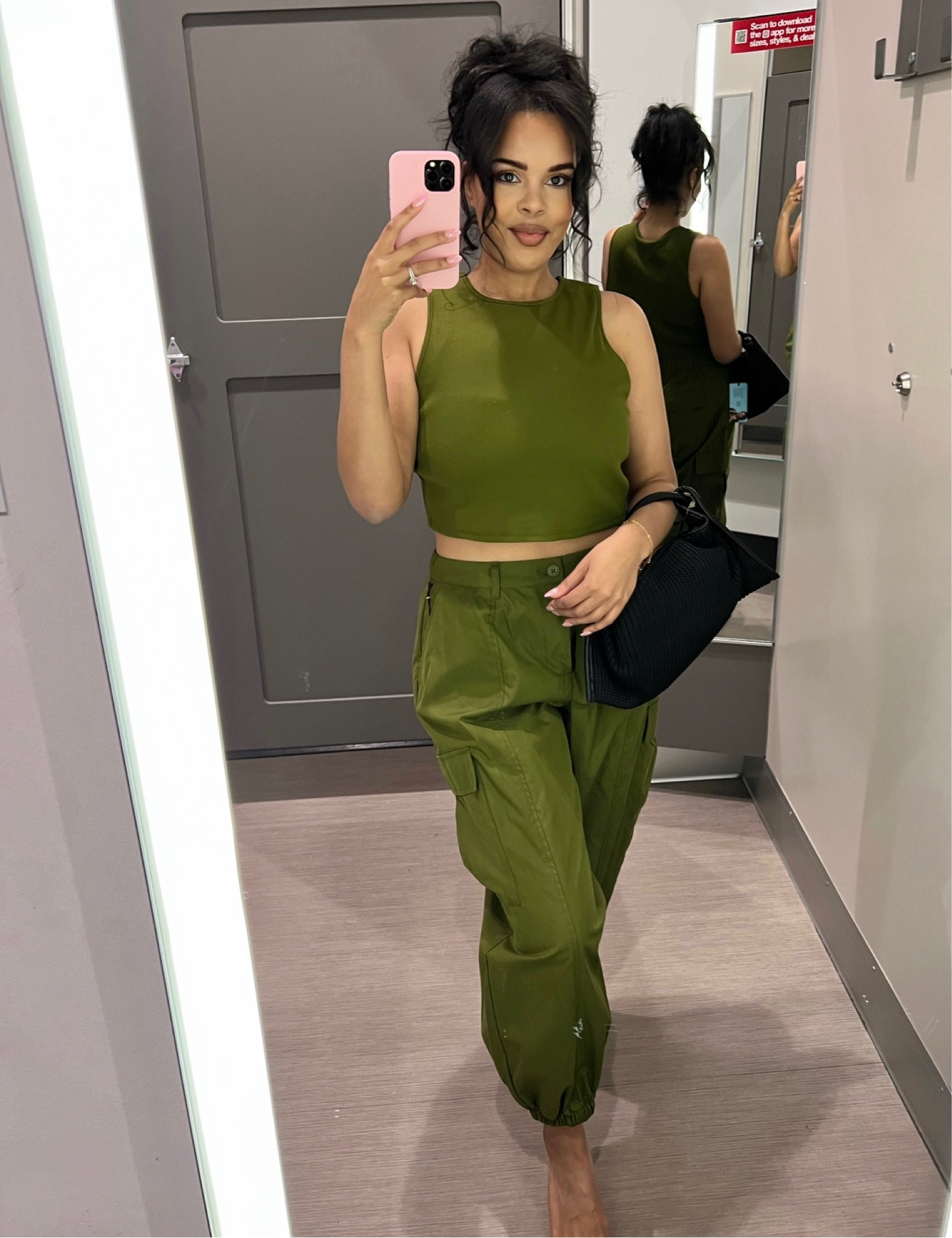 Cargo pants, ribbed top, matching set 