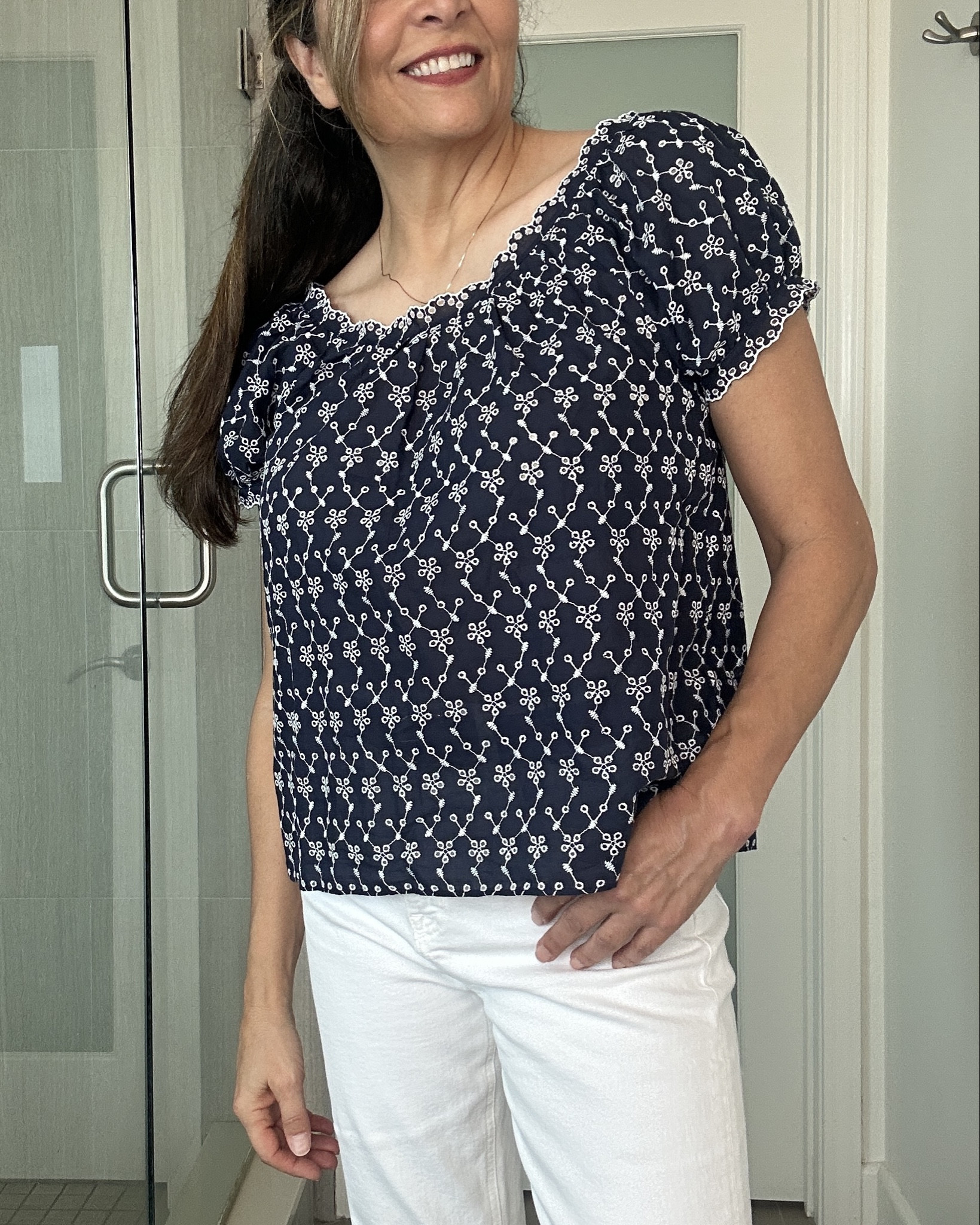I sized down 1 to a size small in this blouse  

#LTKootd #LTKOver40 #LTKgrwm