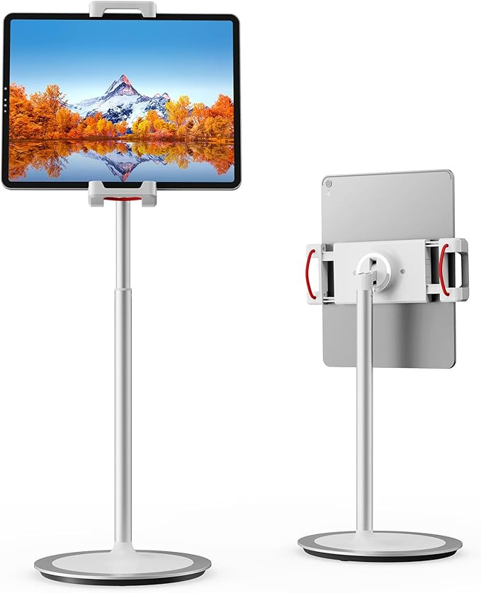 SAIJI Tablet Stand Holder, Height Adjustable, 360 Degree Rotating, Aluminum Alloy Cradle Mount Do... | Amazon (US)