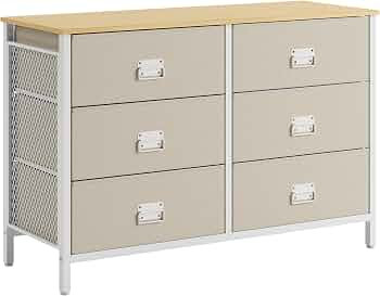 SONGMICS Dresser for Bedroom, Storage Organizer Unit with 6 Fabric Drawers, Steel Frame, for Livi... | Amazon (US)