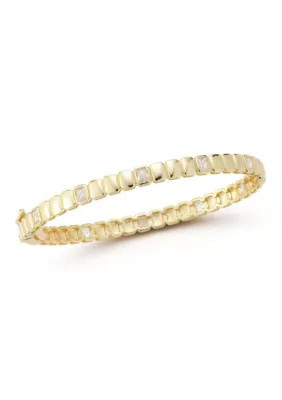Rachel Zoe Sterling Silver Cubic Zirconia Bangle Bracelet, Gold | Belk