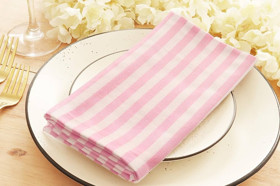 Plain Striped Cloth Napkins - Set of 12-100% Cotton - 18 x 18 Inch - Spring and Summer - Perfect ... | Amazon (US)
