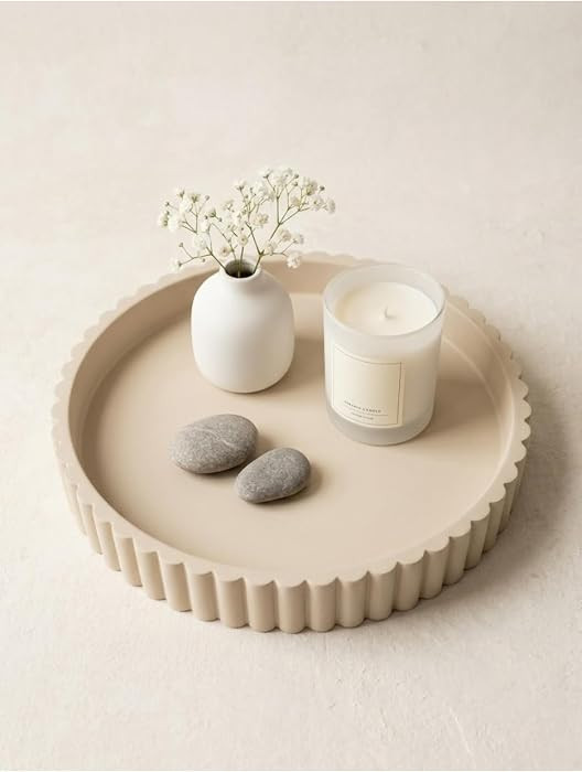 11-Inch Concrete Round Tray Home Decor for Coffee Table Decor - Round Coffee Table Tray - Circula... | Amazon (US)