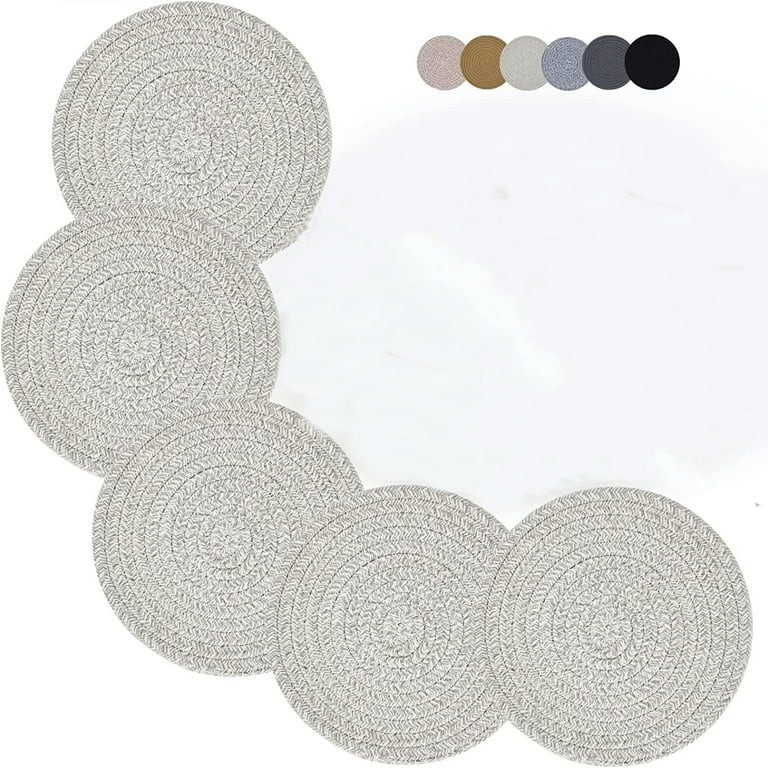 4 Pack Polypropylene Woven Placemats for Dining Table, 7" Round Table Mats Heat Resistant Non-Sli... | Walmart (US)