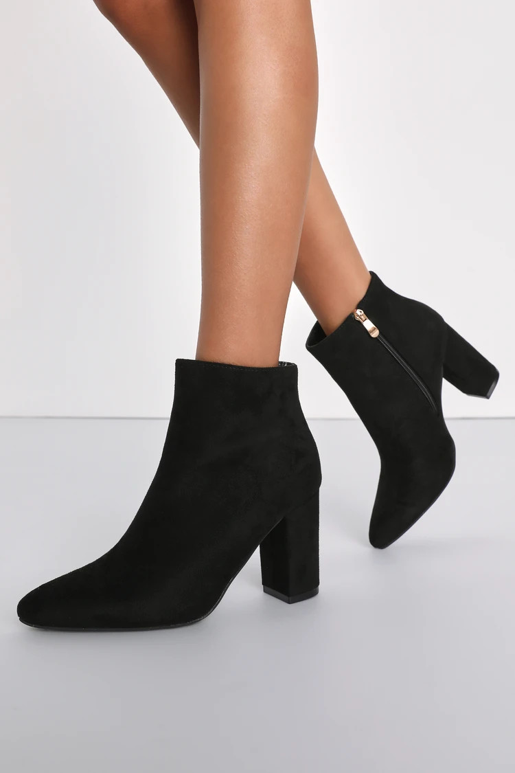 Ottava Black Suede High Heel Booties | Lulus (US)