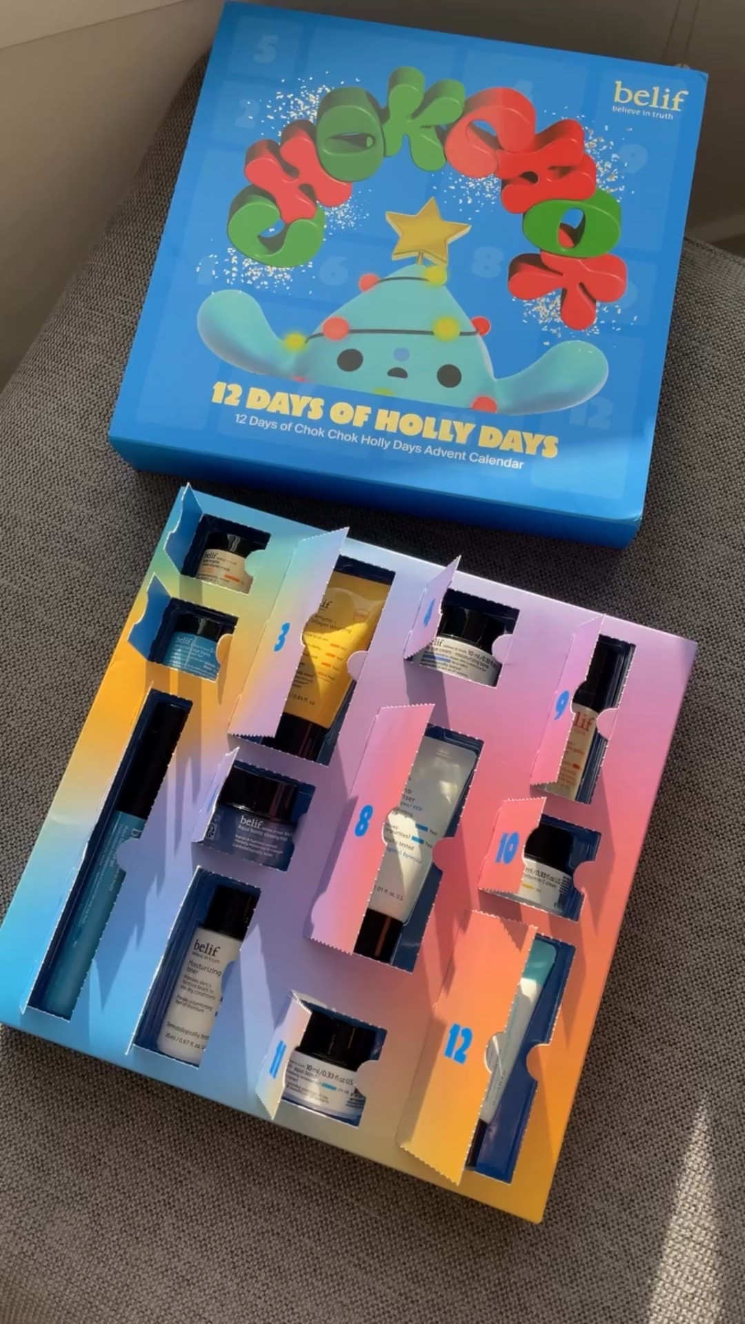 Ring in the holiday with the new 12 Days of Chok Chok Holly Days Advent Calendar by @belif 💙

‘Tis the season with belif and this would make the perfect gift! Unlock 12 belif products that help your skin stay hydrated, refreshed, and glowing with radiance during this holiday season. 

These 12 Skincare Surprises of belifs signature collections. will have you experiencing deep hydration, refreshing coolness and long-lasting moisture. 

SET INCLUDES:
1. Aqua Bomb Eye Gel 15ml (FULL SIZE!)
2. Aqua Bomb Frozen Cream 25ml
3. Aqua Bomb Jelly Cleanser 30ml
4. Aqua Bomb Sleeping Mask 10ml
5. Aqua Bomb Vitamin C Brightening Cream 10ml
6. Moisturizing Bomb Toner 20ml
7. Moisturizing Eye Bomb 5ml
8. Super Drops Niacinamide Vitamin C Glow Serum 10m
9. Super Knights Multi Vitamin Mask 5ml
10. Super Knights Vita Wrapping Mask 25ml
11. The True Cream - Aqua Bomb 10ml
12. The True Cream - Moisturizing Bomb 10ml

Available now on Amazon & TikTok Shop

ps- i personally use some of these and they have changed my sensitive skin to healthy and balanced!! 

#belifGiftedMe #belifCHOKCHOK #amazon #adventcalendar #skincare #koreanskincare #belif