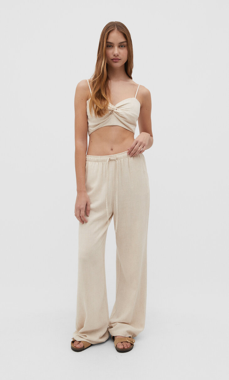 Loose fit broek van linnenmix | Stradivarius (NL)